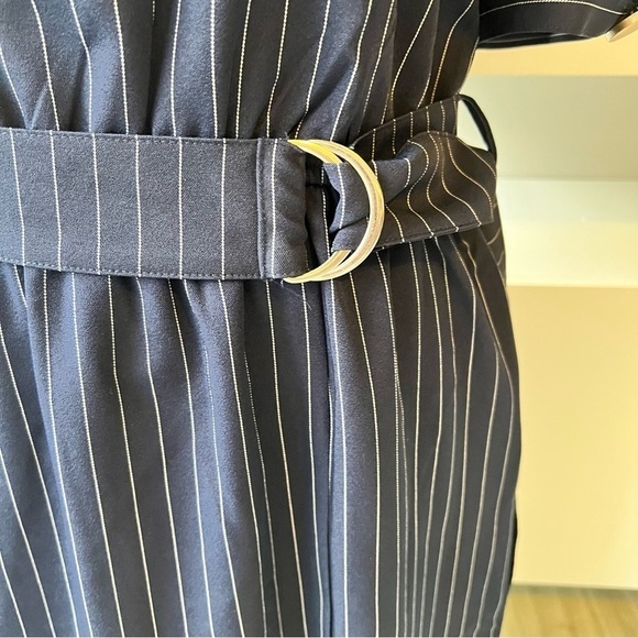 Luna Navy Pinstripe Keyhole Shoulder Dress - Picture 3 of 6